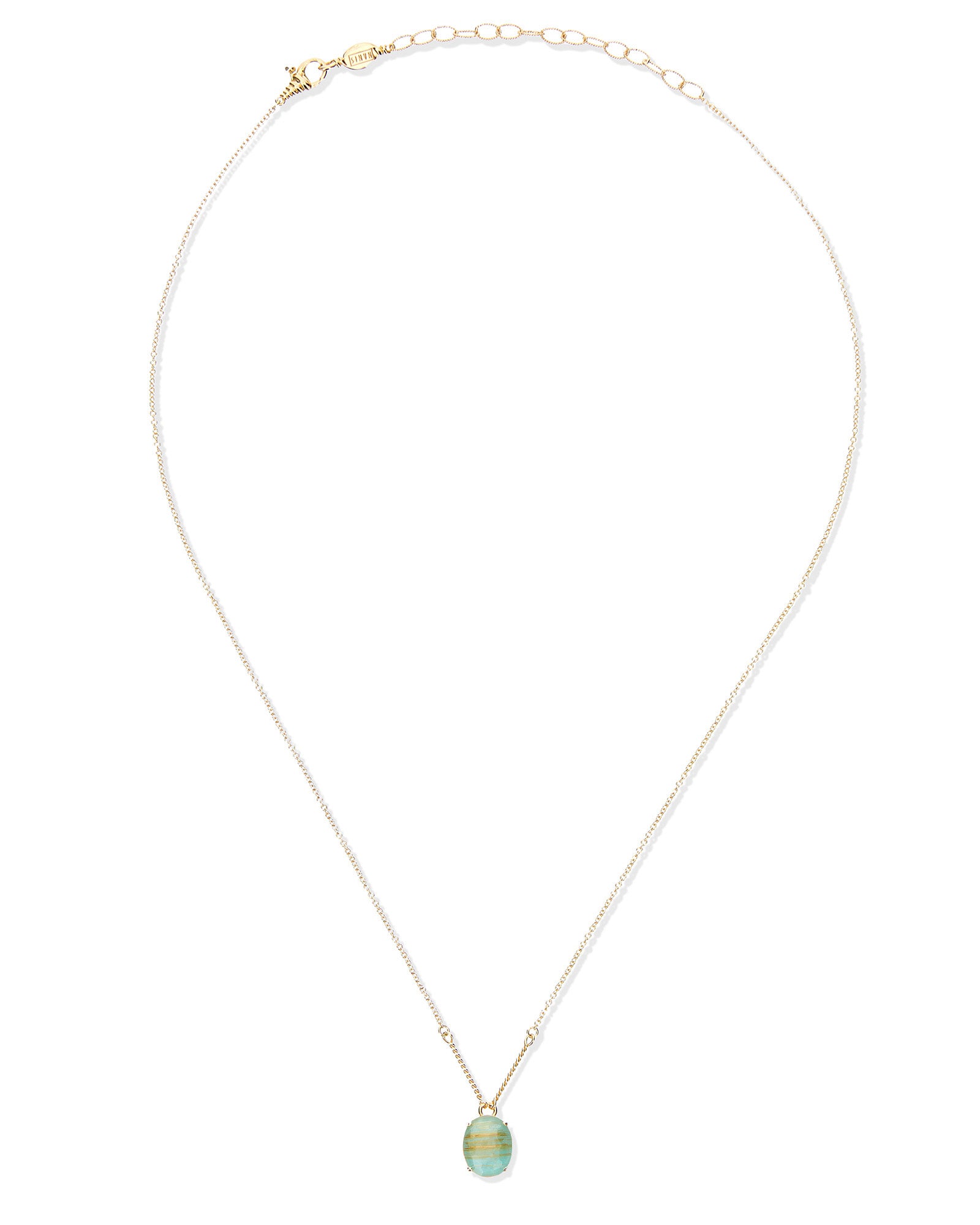 "Ipanema Maré" necklace with pendant in polished gold, with triplet of rutilated quartz, mother-of-pearl and amazonite (small)