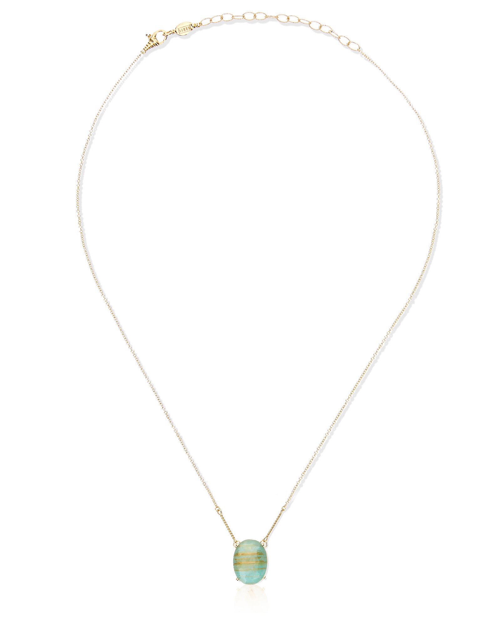 "Ipanema Maré" necklace with pendant in polished gold, with triplet of rutilated quartz, mother-of-pearl and amazonite (large)