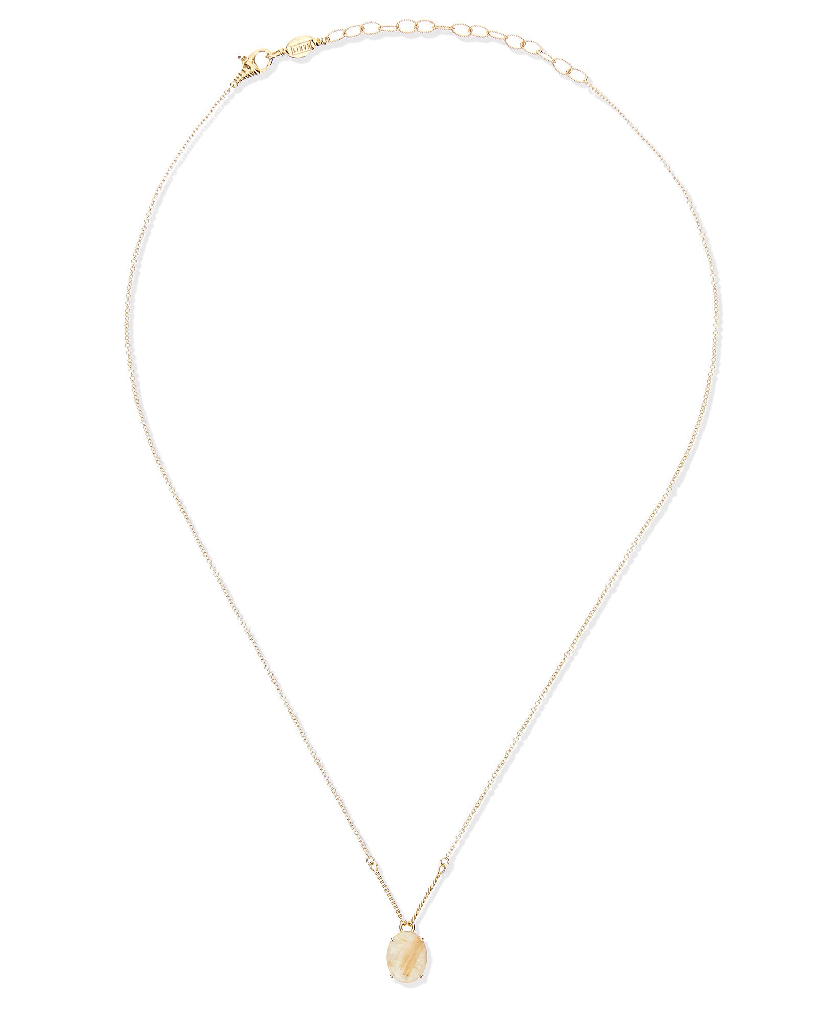 "Ipanema Duna" bracelet with pendant in polished gold and doublet in rutilated quartz and mother-of-pearl (small)