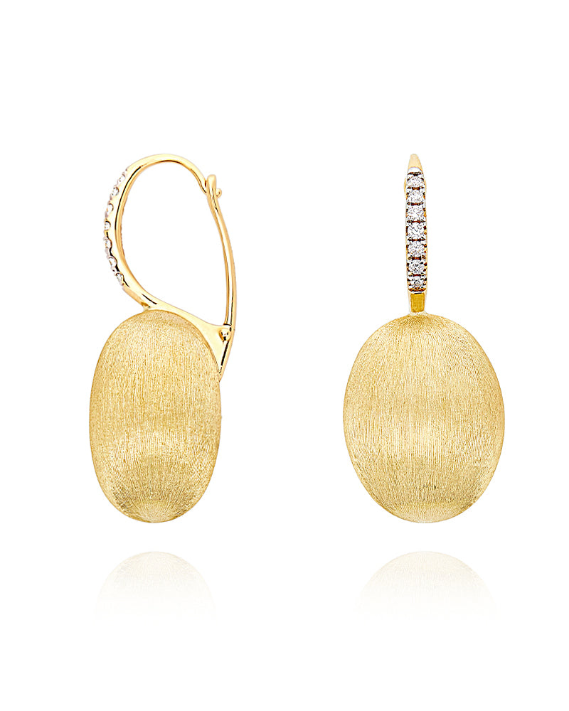 "Ciliegine" Gold ball drop earrings with diamond details (LARGE)