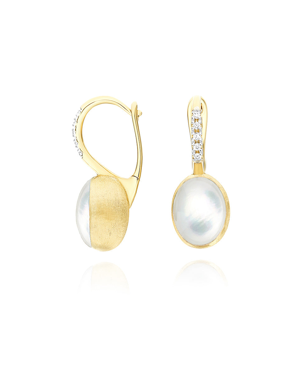 “Ciliegine 'Boules' Dolcevita earrings in engraved gold, diamond, mother-of-pearl, and rock crystal (small)