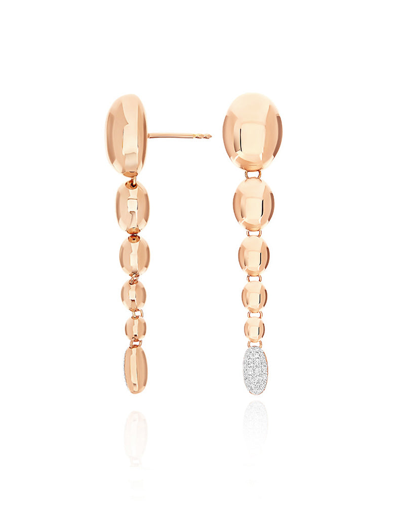 "Ivy" rose gold and diamonds degradé boules pendant earrings