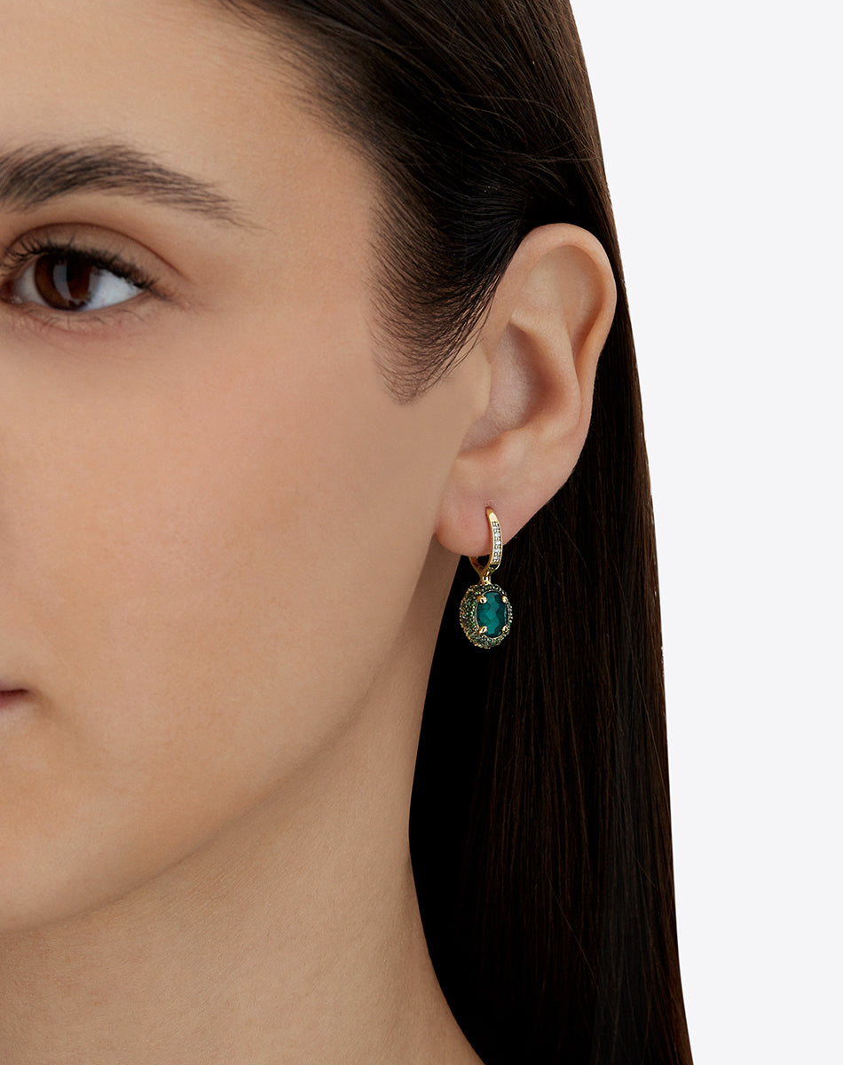 "Reverse" Ciliegine Gold, Sapphire, Tsavorite, Amethyst, Green Labradorite and Rock Crystal Double-face Ball Drop Earrings (SMALL)