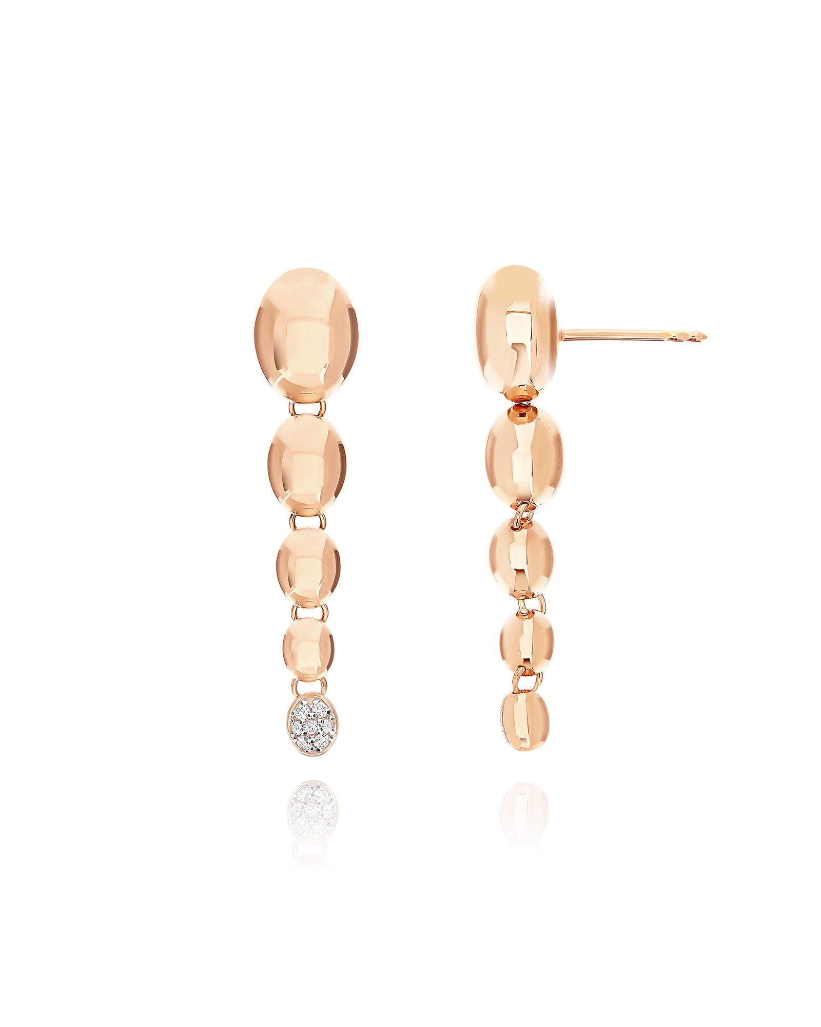 Ivy "nuvolette" rose gold and diamonds degradé boules pendant earrings
