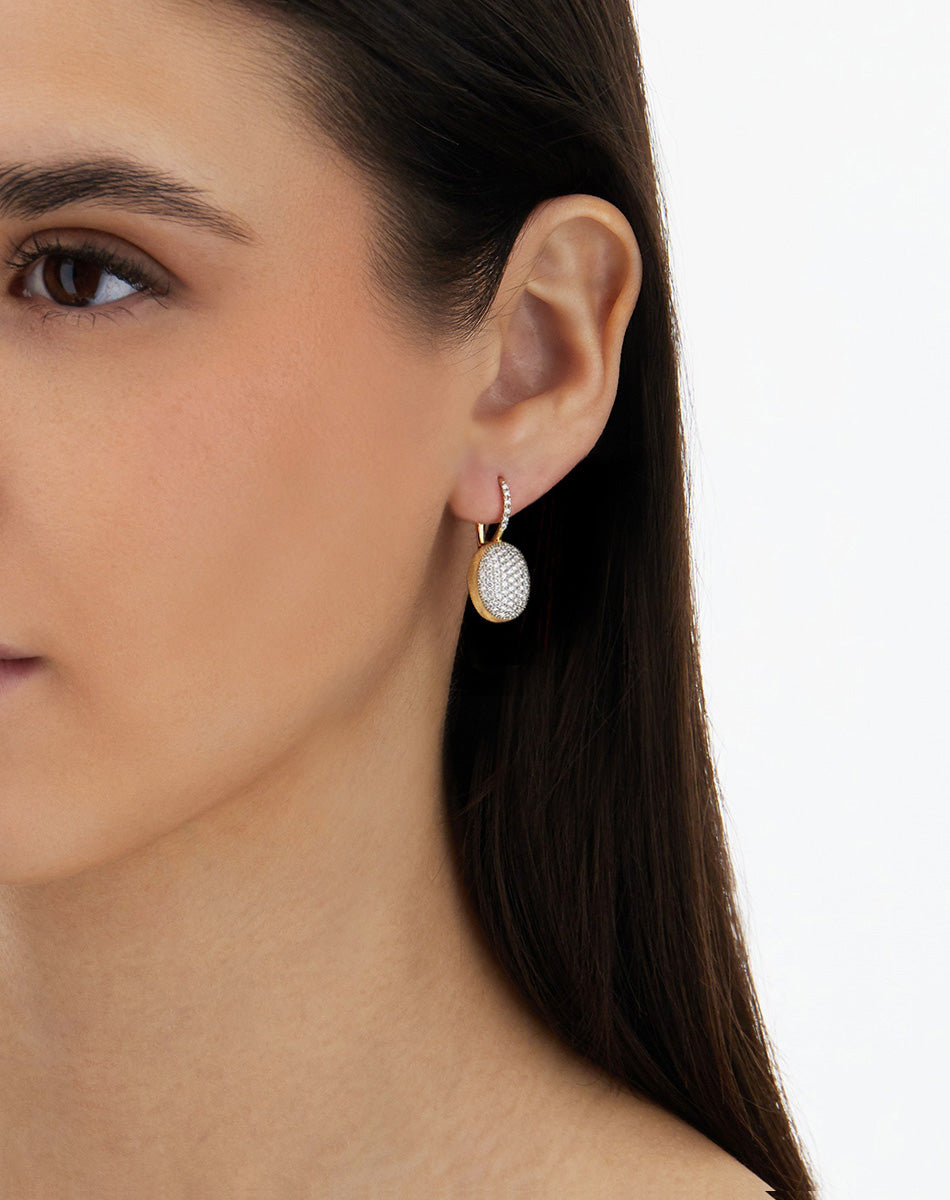 "Ciliegine" Gold and diamonds ball drop earrings (medium)