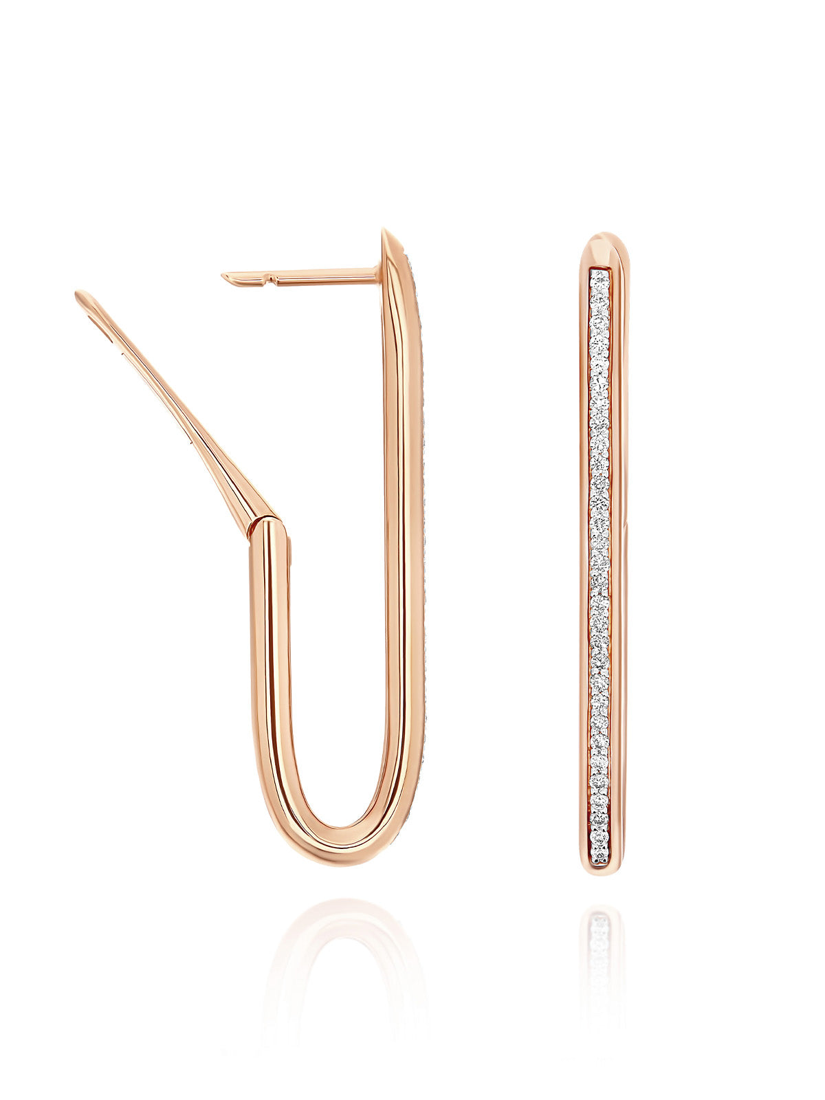 "Libera" big rose gold square hoop earrings with diamonds
