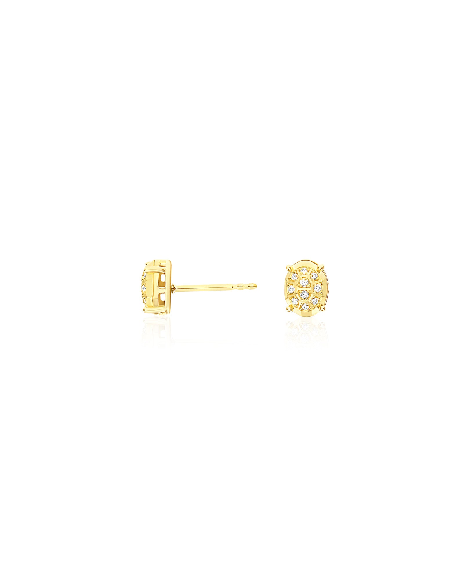 "Ipanema" stud earrings in polished gold and diamonds (small)