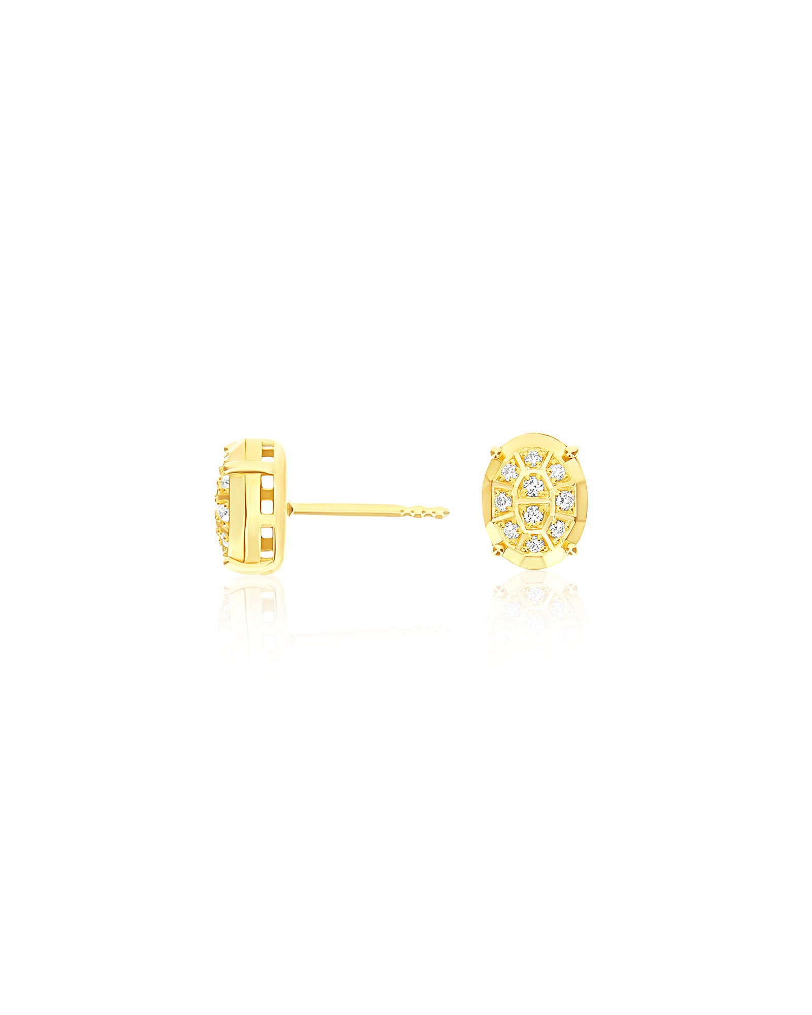 "Ipanema" stud earrings in polished gold and diamonds (large)