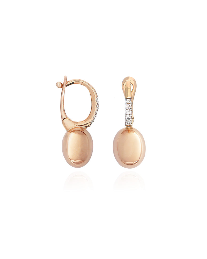 "baby ciliegine" rose gold boules and diamonds details earrings