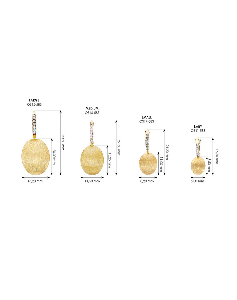 "Ciliegina" Gold ball drop single earring with diamond details (LARGE)
