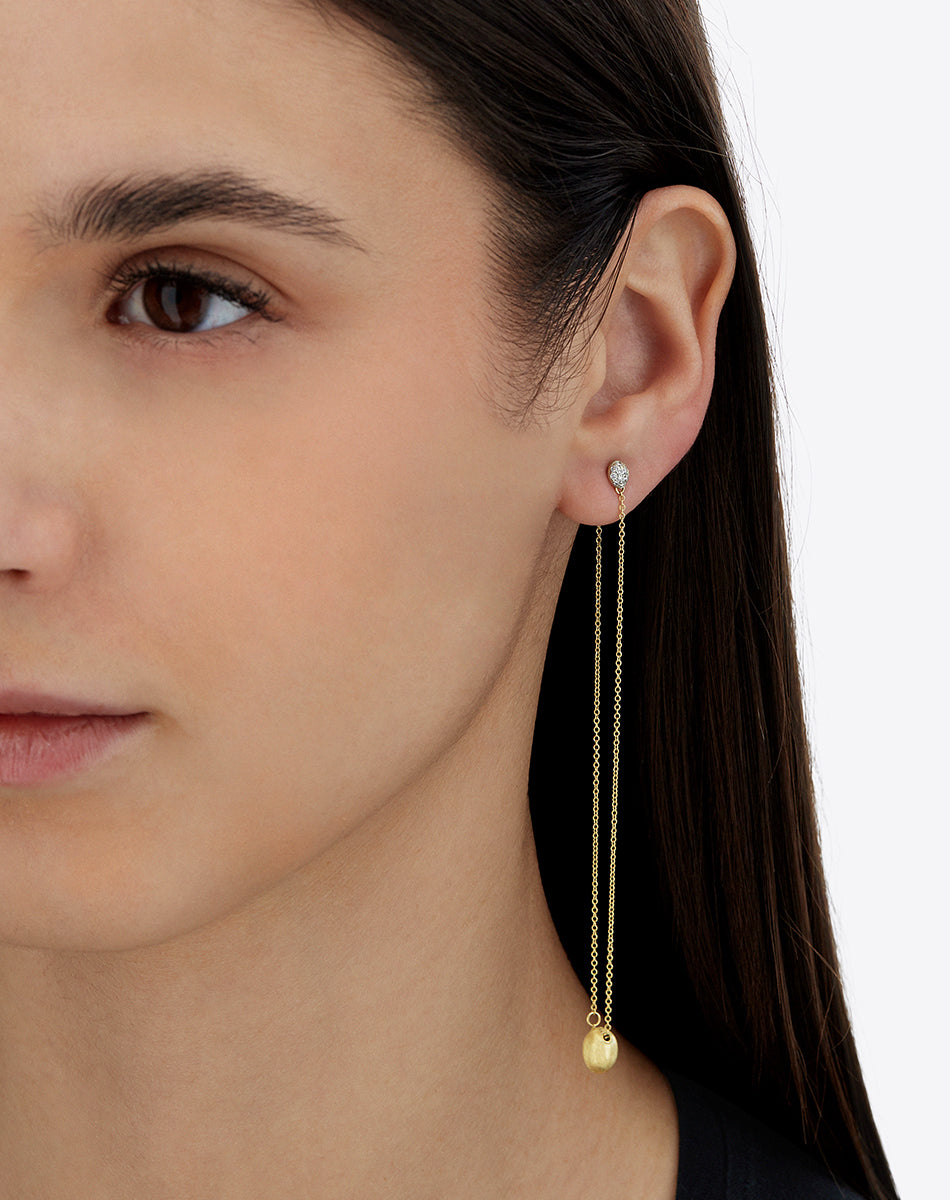 "Luce" Gold and diamonds long Earrings