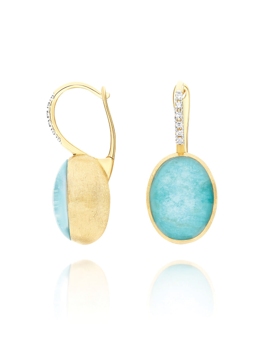 "Boules"  Anice Ciliegine gold, rock crystal, and amazonite ball drop earrings with diamond details (Medium)