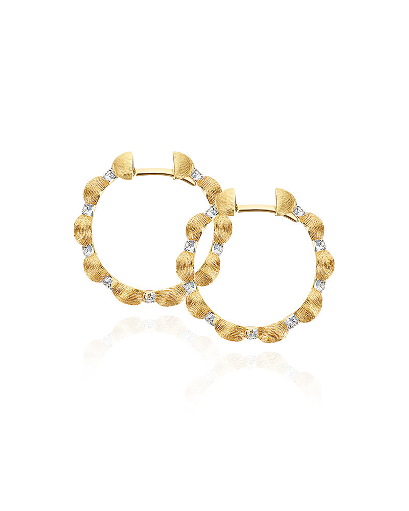 "Dancing Élite" Gold and diamonds handmade hoop Earrings