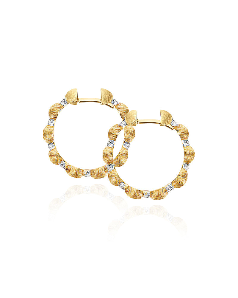 "Élite" Gold and diamonds handmade hoop Earrings