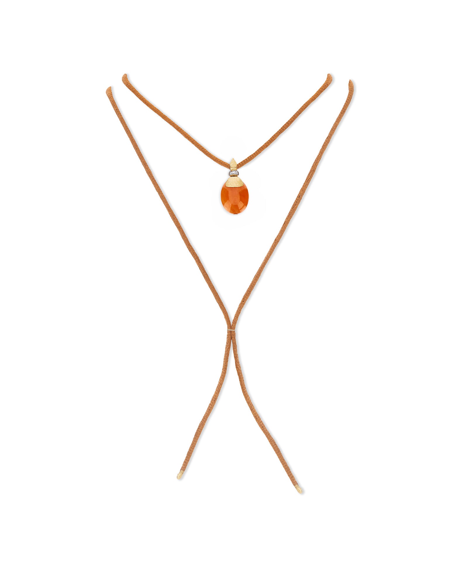 "Petra" Gold, Diamonds and Orange Aventurine Pendant (MEDIUM)