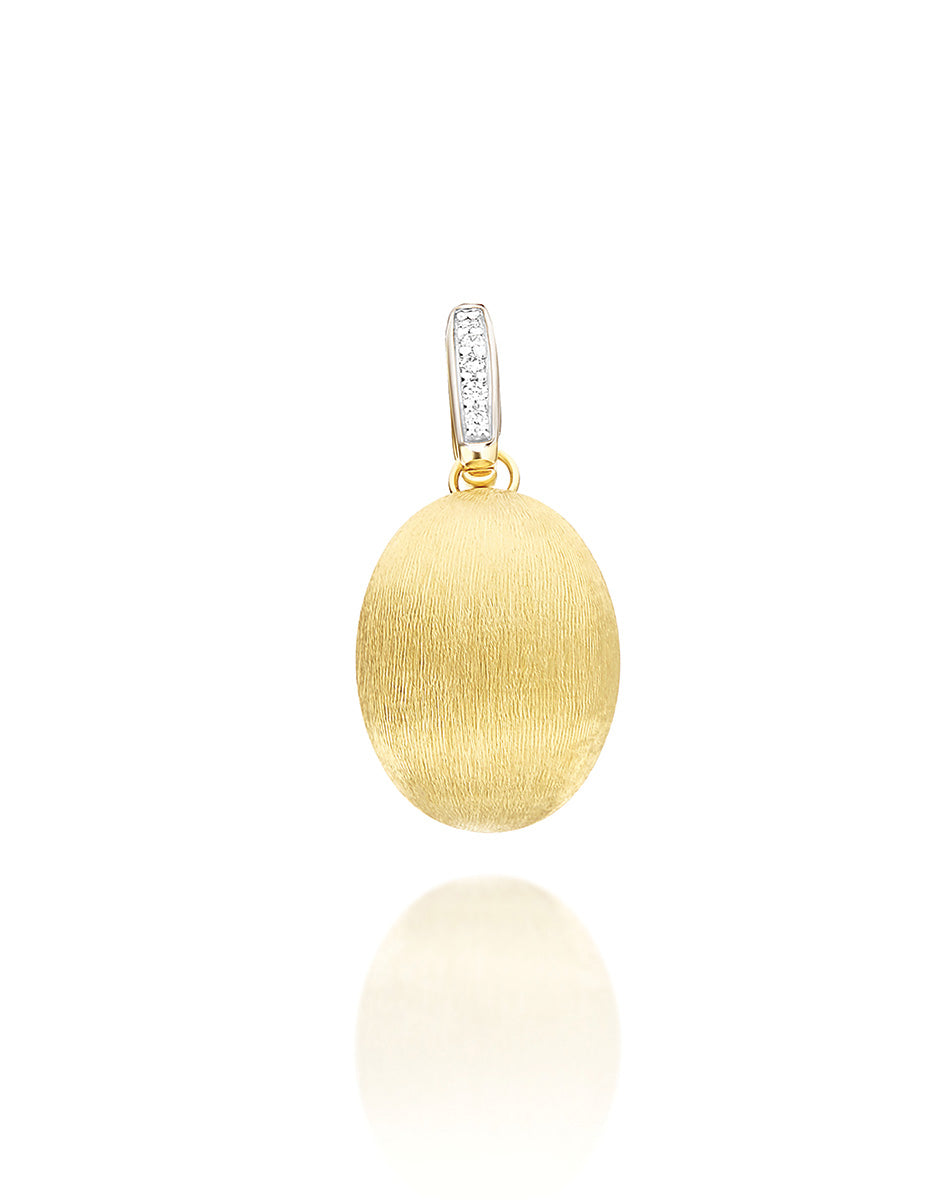 "Boules" charm in hand-engraved gold and diamonds (medium)
