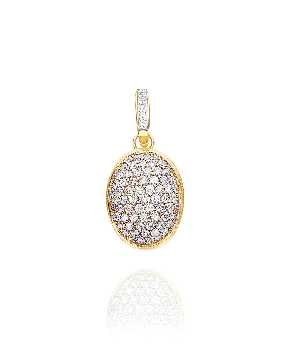 "Boules" charm in hand-engraved gold and pavé diamonds (medium)