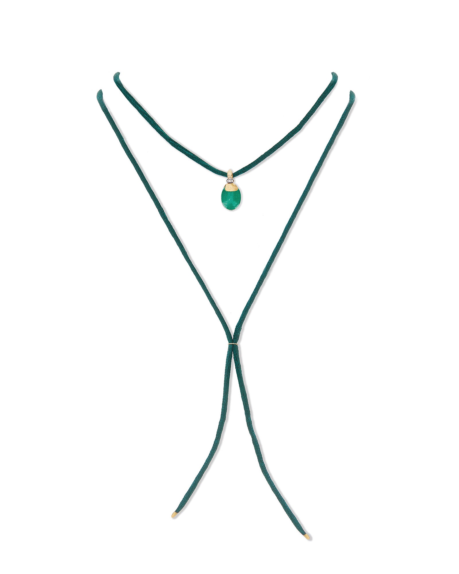 "Amazonia" Gold, Diamonds and Green Aventurine Pendant (SMALL)