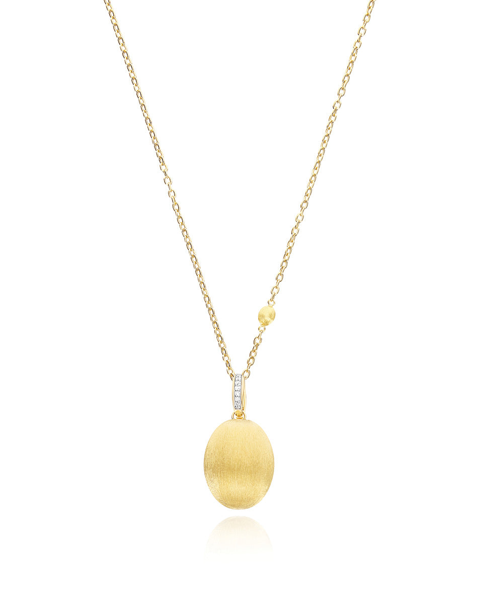 "Boules" charm in hand-engraved gold and diamonds (large)