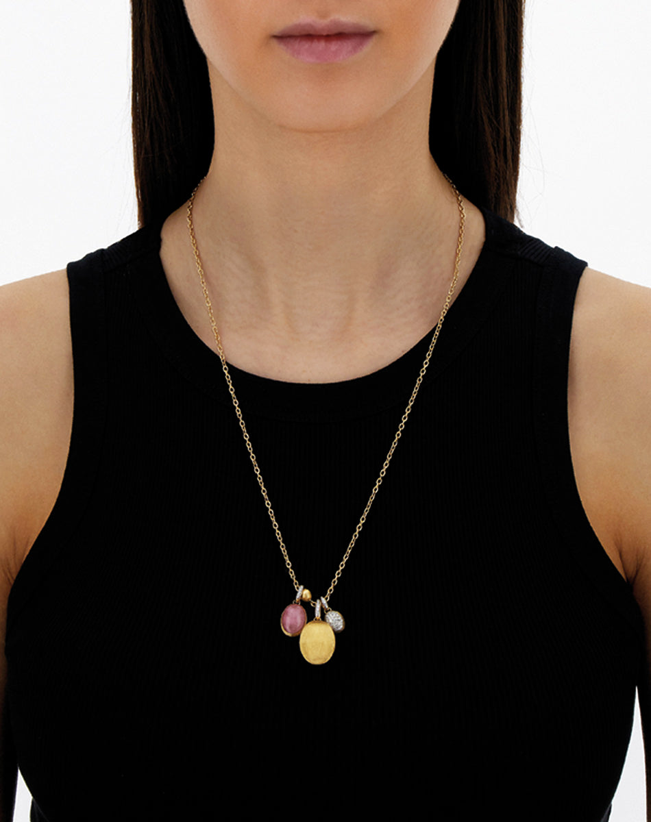 "Boules" charm in hand-engraved gold and diamonds (large)