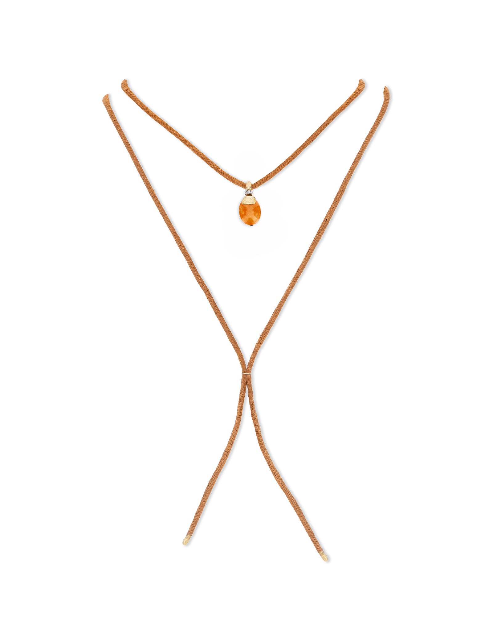 "Petra" Gold, Diamonds and Orange Aventurine Pendant (SMALL)