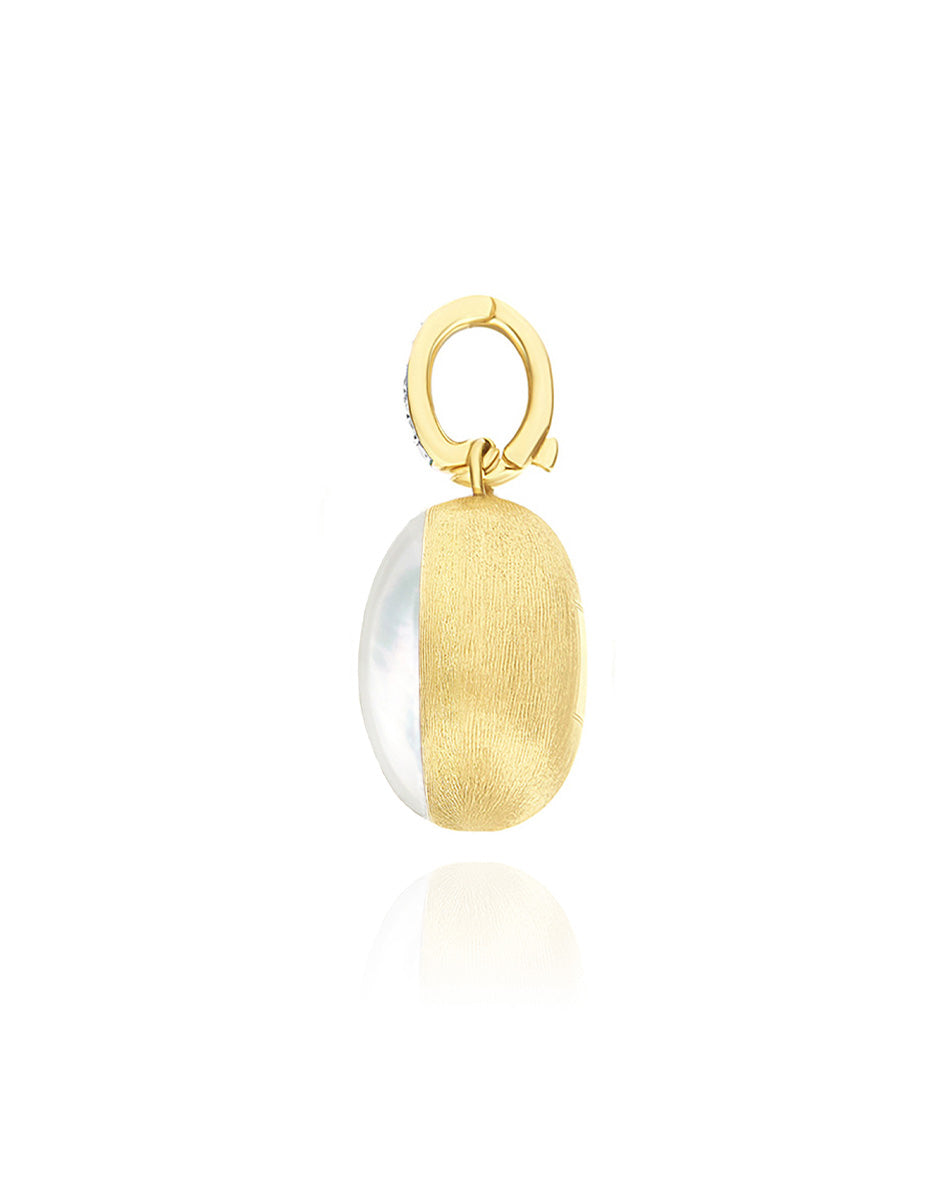 Dolcevita “Boules” charm in engraved gold, diamond, mother-of-pearl and rock crystal (medium)
