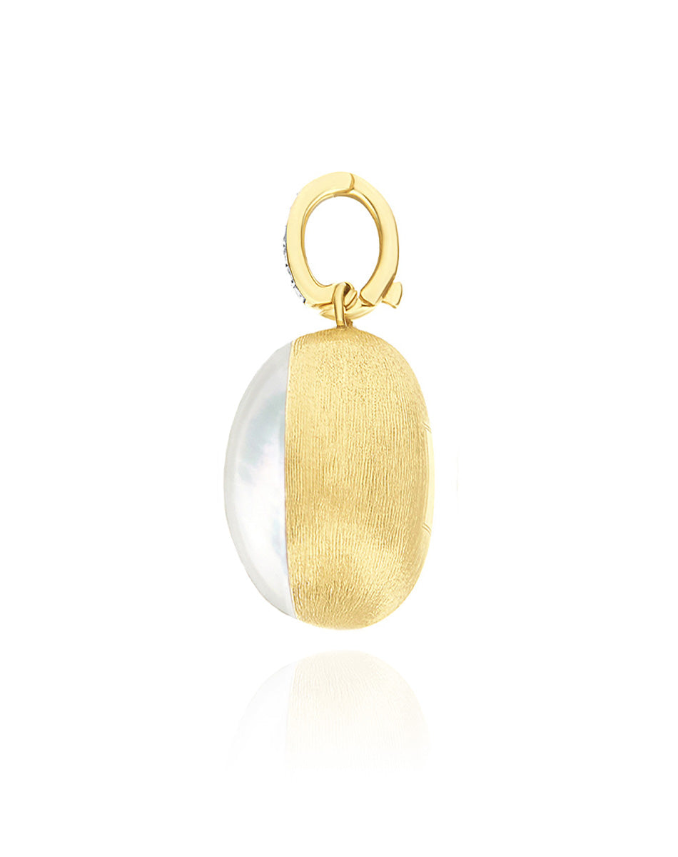 Dolcevita “Boules” charm in engraved gold, diamonds, mother-of-pearl and rock crystal (large)