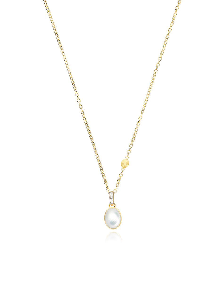 Dolcevita “Boules” charm in engraved gold, diamond, mother-of-pearl and rock crystal (small)