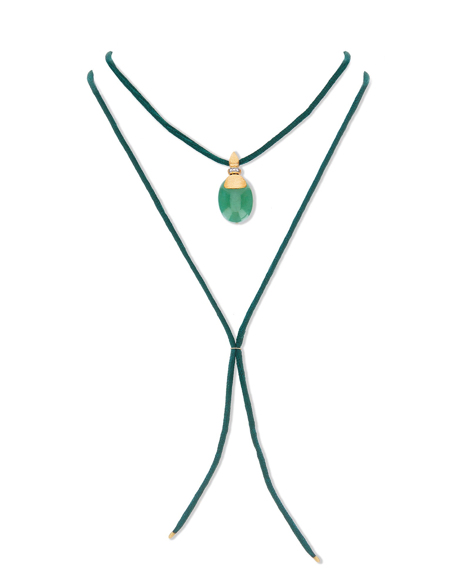 "Amazonia" Gold, Diamonds and Green Aventurine Pendant (LARGE)