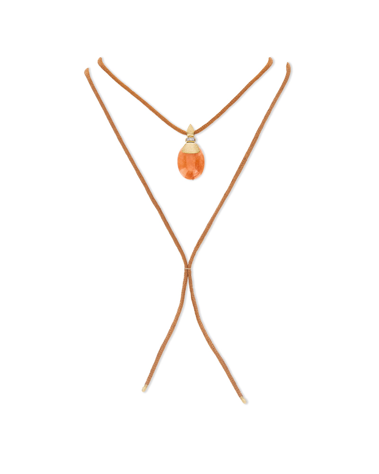 "Petra" Gold, Diamonds and Orange Aventurine Pendant (LARGE)