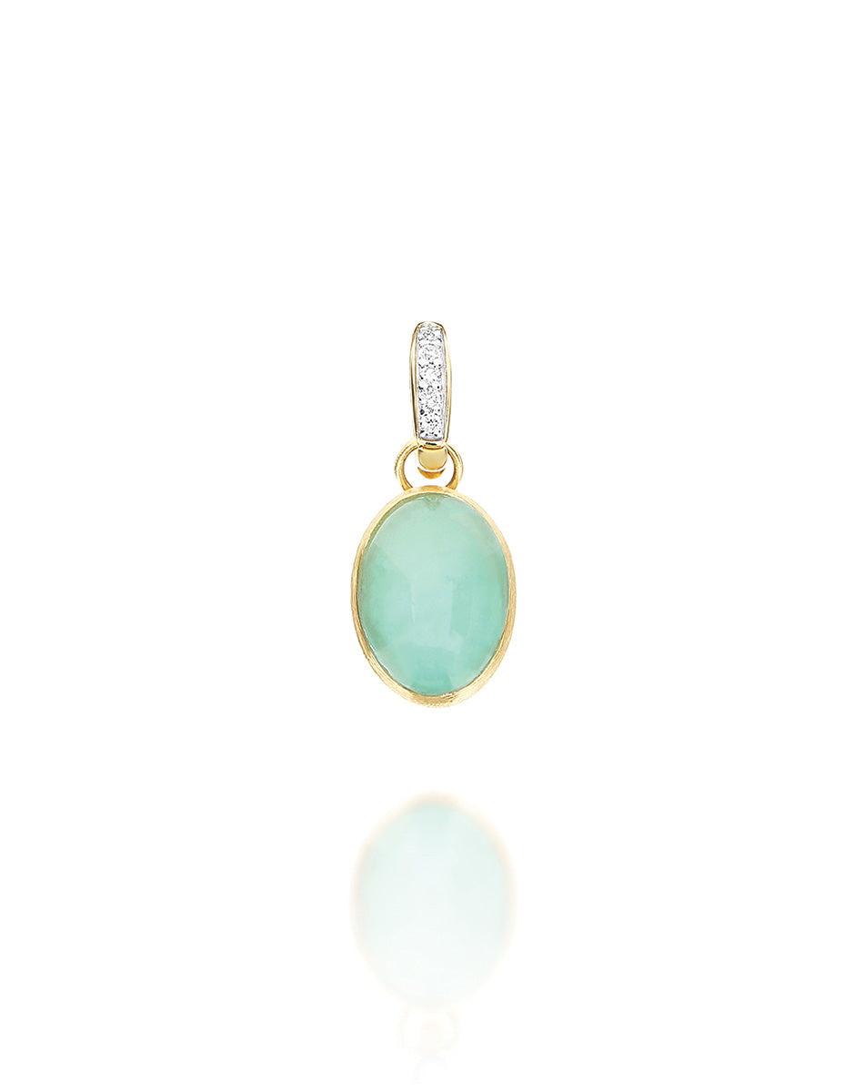 "Boules" Lattementa charm in hand-engraved gold, diamonds, rock crystal, and jadeite (small)