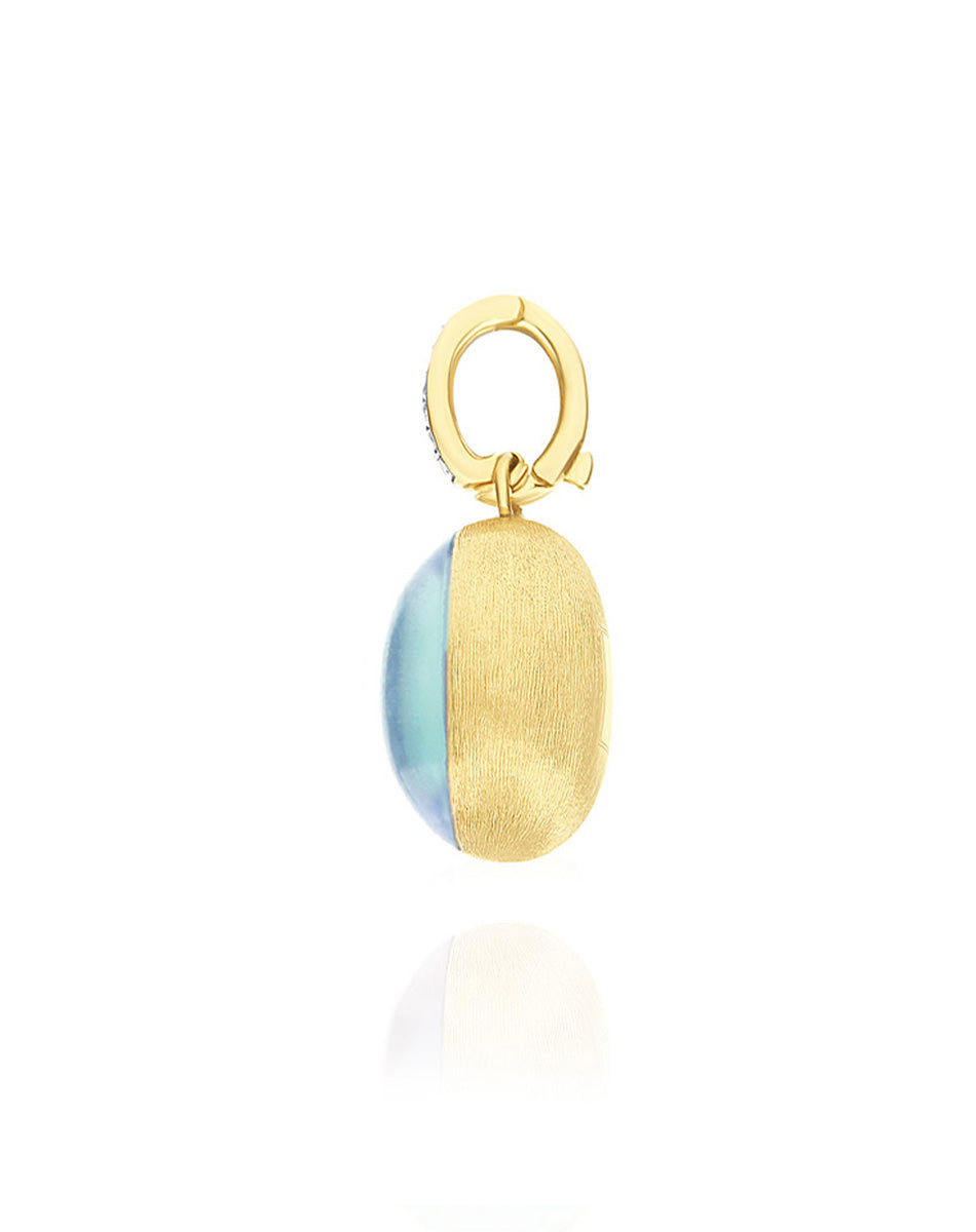 "Boules" Anice charm in hand-engraved gold, diamond, rock crystal, and amazonite (medium)