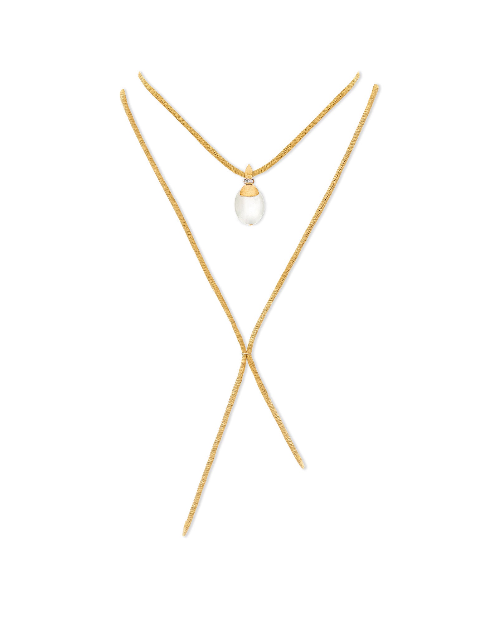 "White Desert" Gold, Diamonds and Moonstone Pendant (MEDIUM)