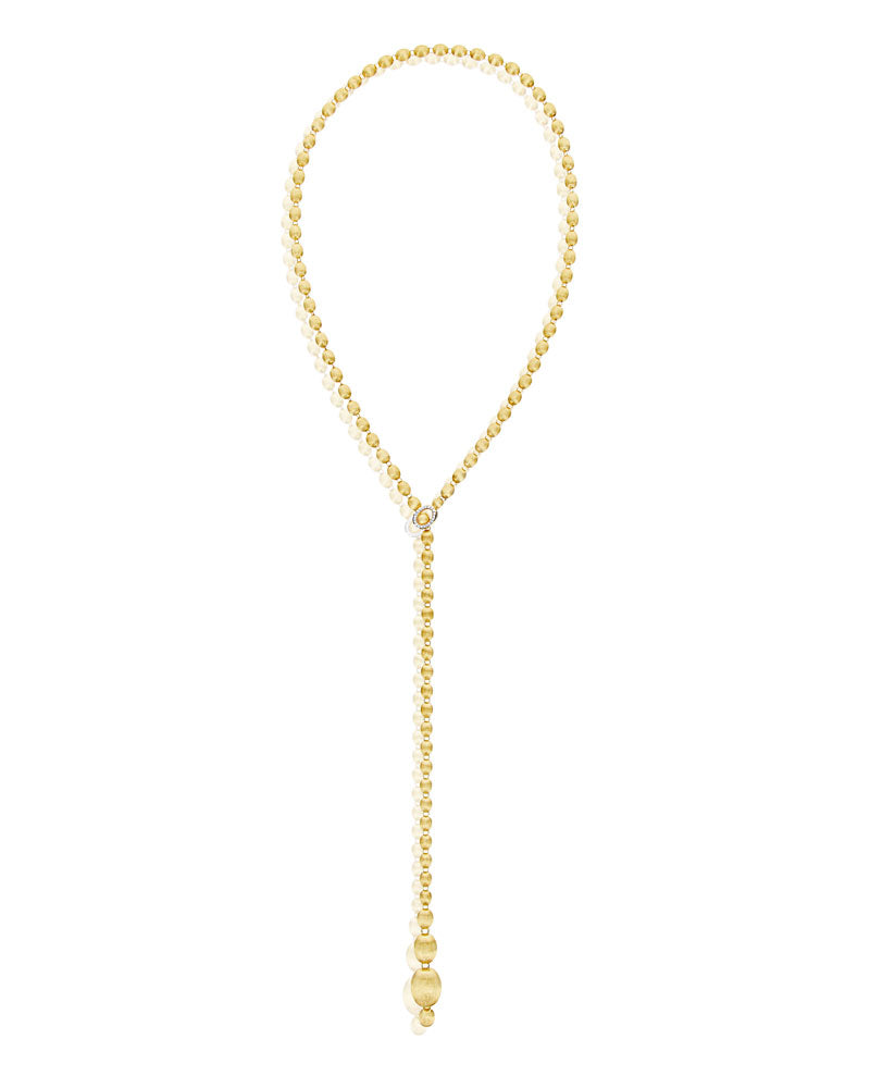 "Ivy" Hand-Engraved Gold Boules and Diamonds Convertible Statement Necklace (MEDIUM)