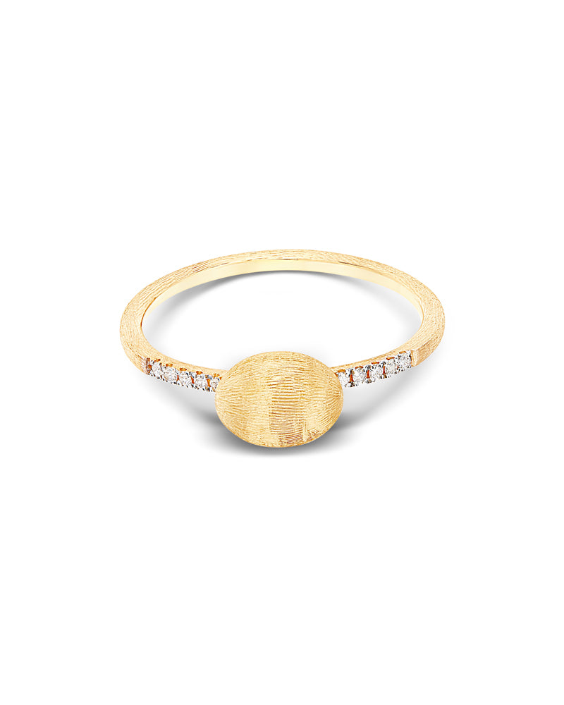 "Élite" Small Gold Boule and diamond pavé ring (baby)