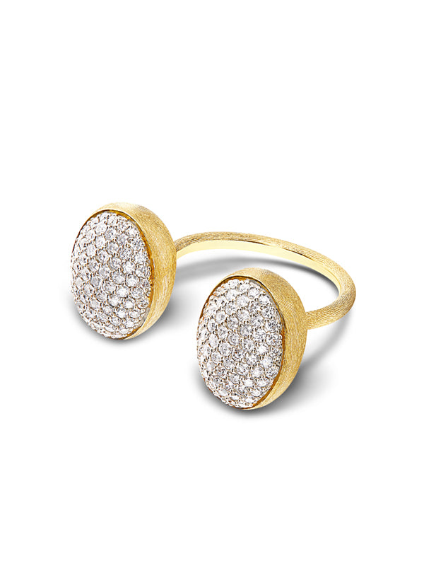 "Bubble" Statement Ring with two gold and diamonds boules (SMALL)