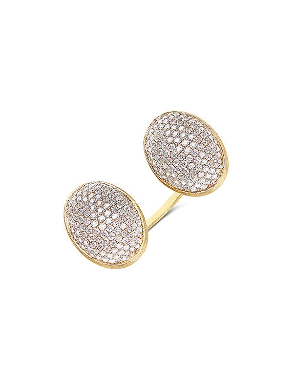 "Bubble" Statement Ring with two gold and diamonds boules (LARGE)
