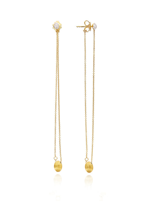 "Luce" Gold and diamonds long Earrings