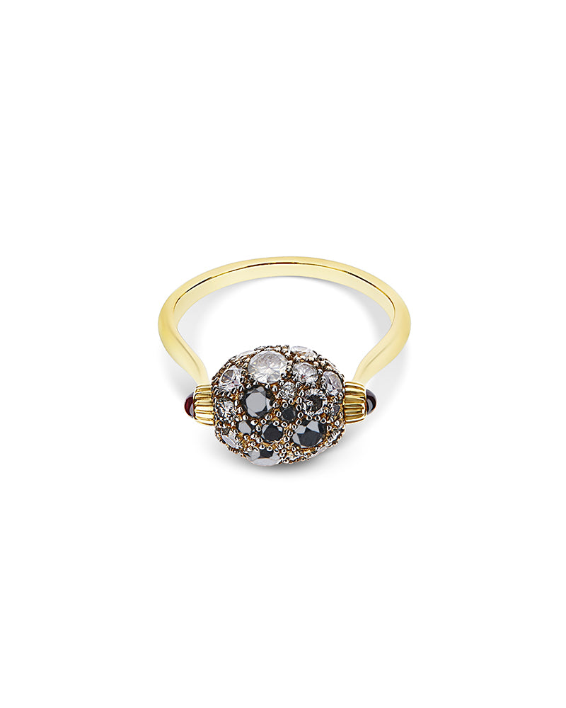"Reverse" Gold, Diamonds, Rubies and Rock Crystal Double-face ring (SMALL)