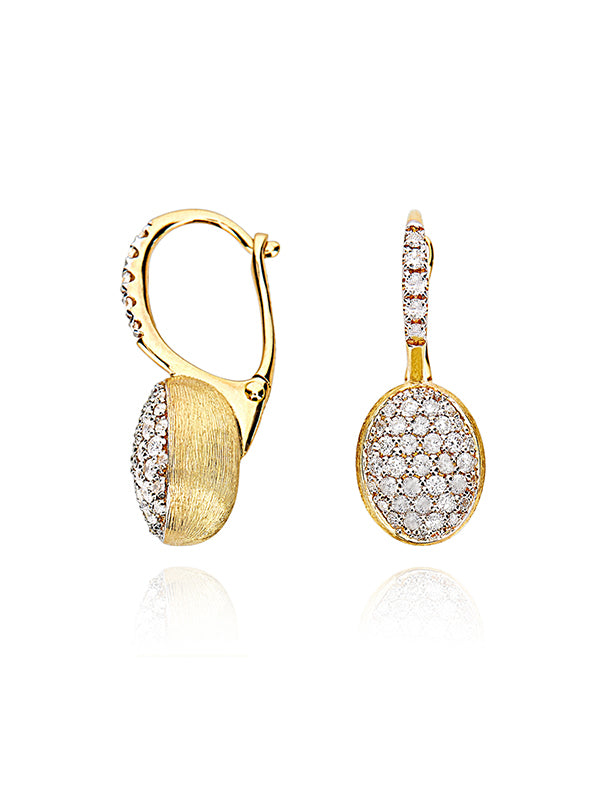 "Ciliegine" Gold and diamonds ball drop earrings (SMALL)