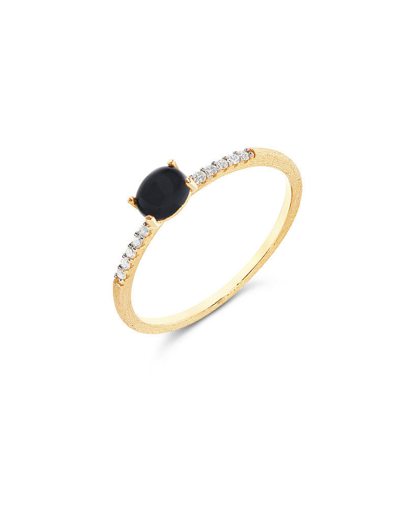 "Mystery Black" Gold, diamonds and Black onyx tiny ring