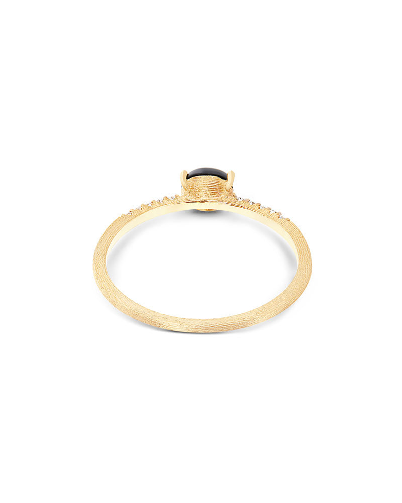 "Mystery Black" Gold, diamonds and Black onyx tiny ring