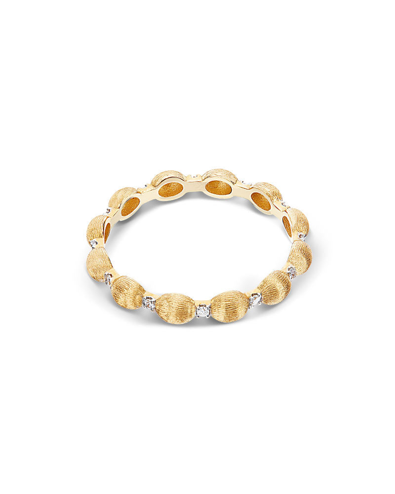 "Élite" Diamonds accent and Tiny Hand-Engraved Gold Boules Ring