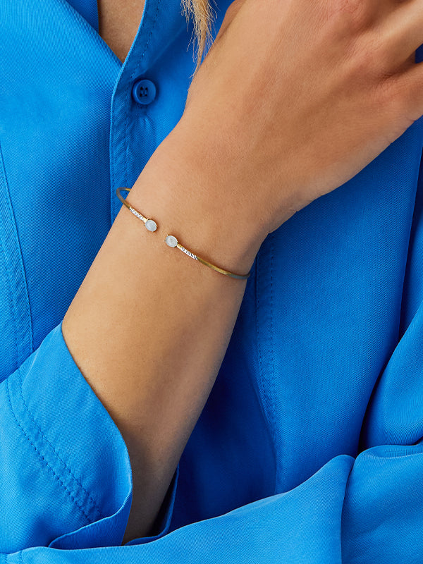 "Azure" Gold, Aquamarine and diamonds handmade bangle