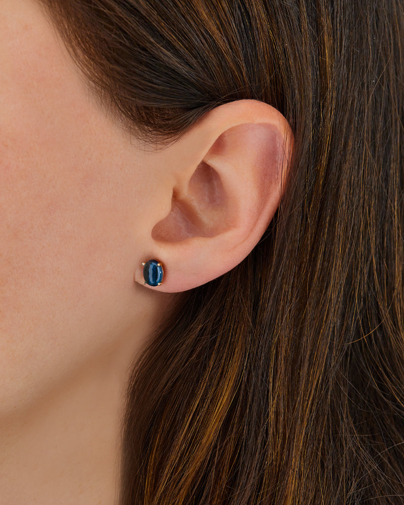 "Azure" Gold and London Blue Topaz stud earrings