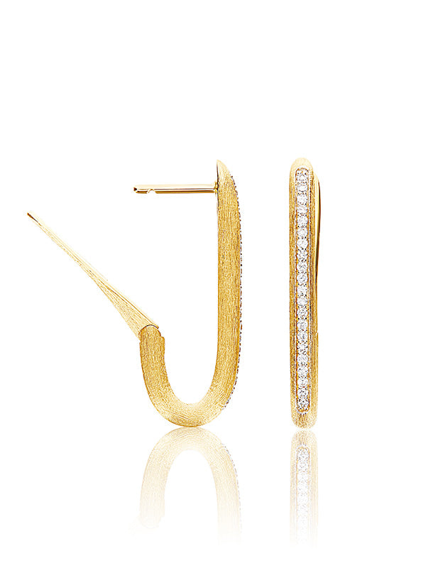 Libera medium gold square hoop earrings with diamonds