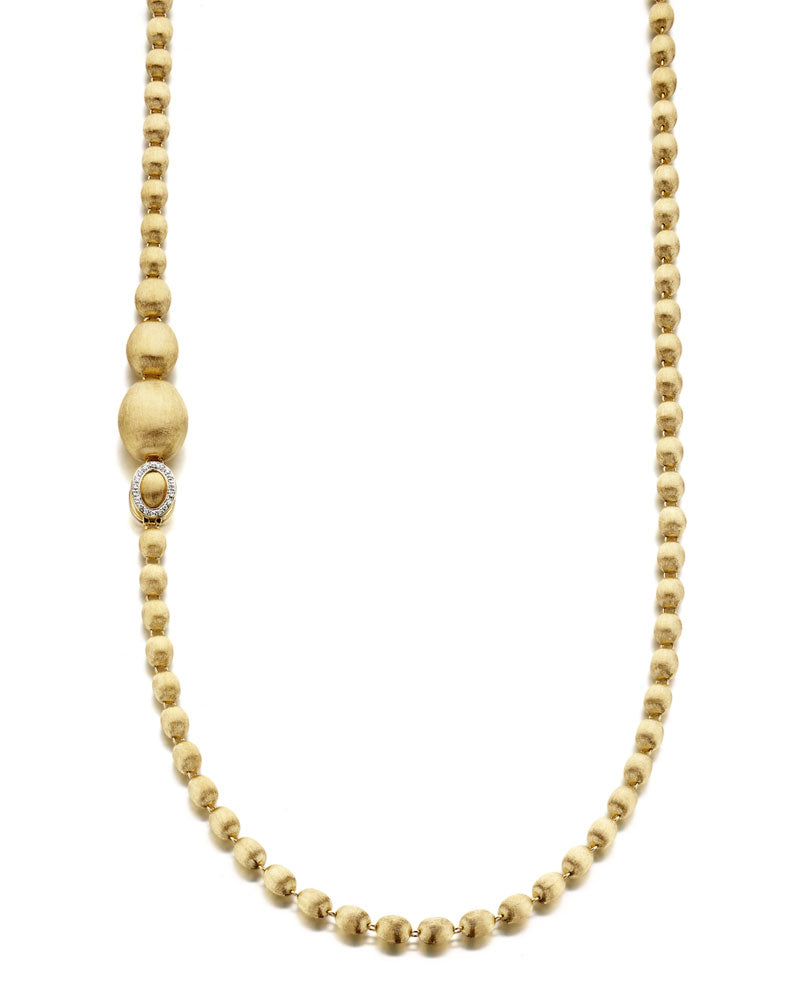 "Ivy" Hand-Engraved Gold Boules and Diamonds Convertible Statement Necklace (LARGE)