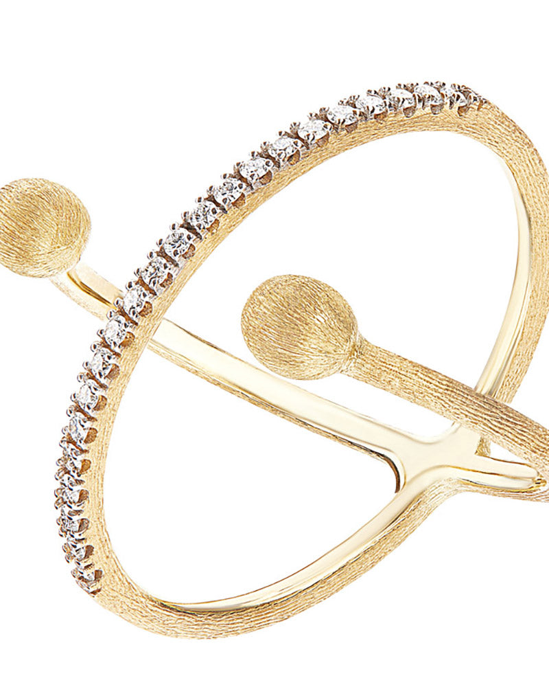 "Élite" Gold and Diamond Criss Cross Ring