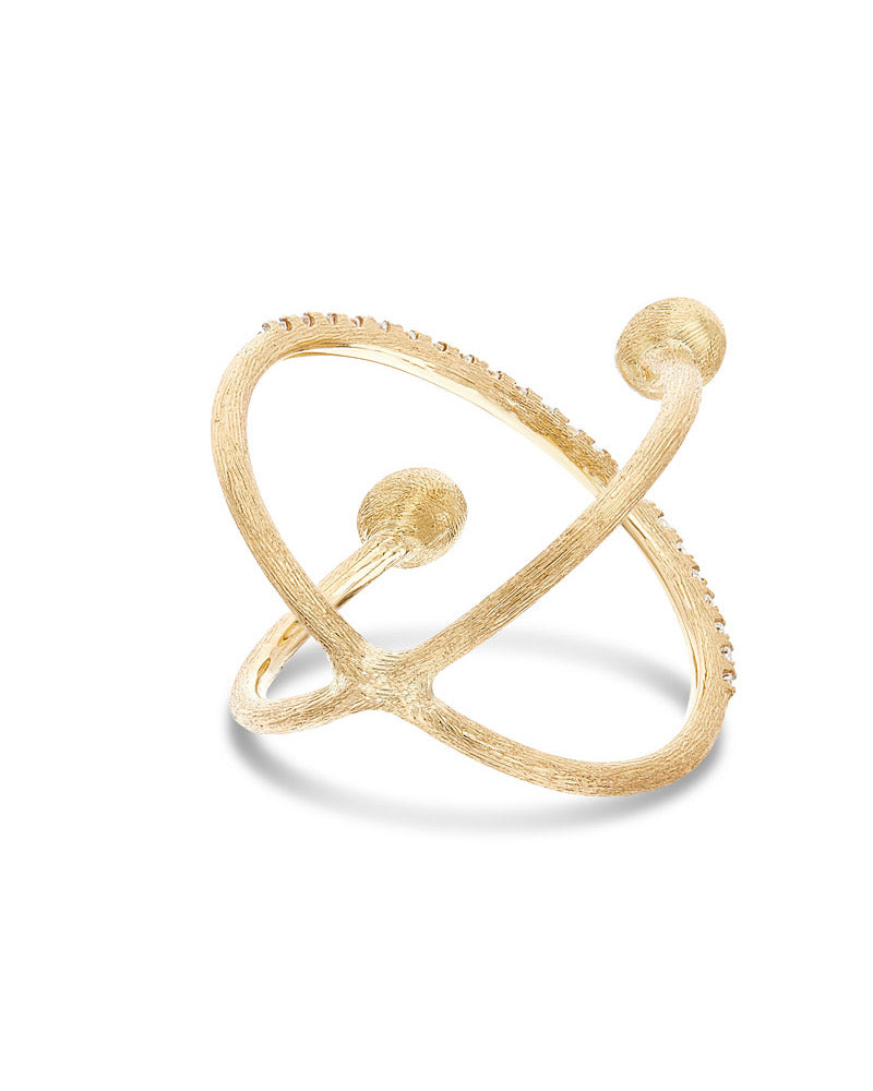 "Élite" Gold and Diamond Criss Cross Ring