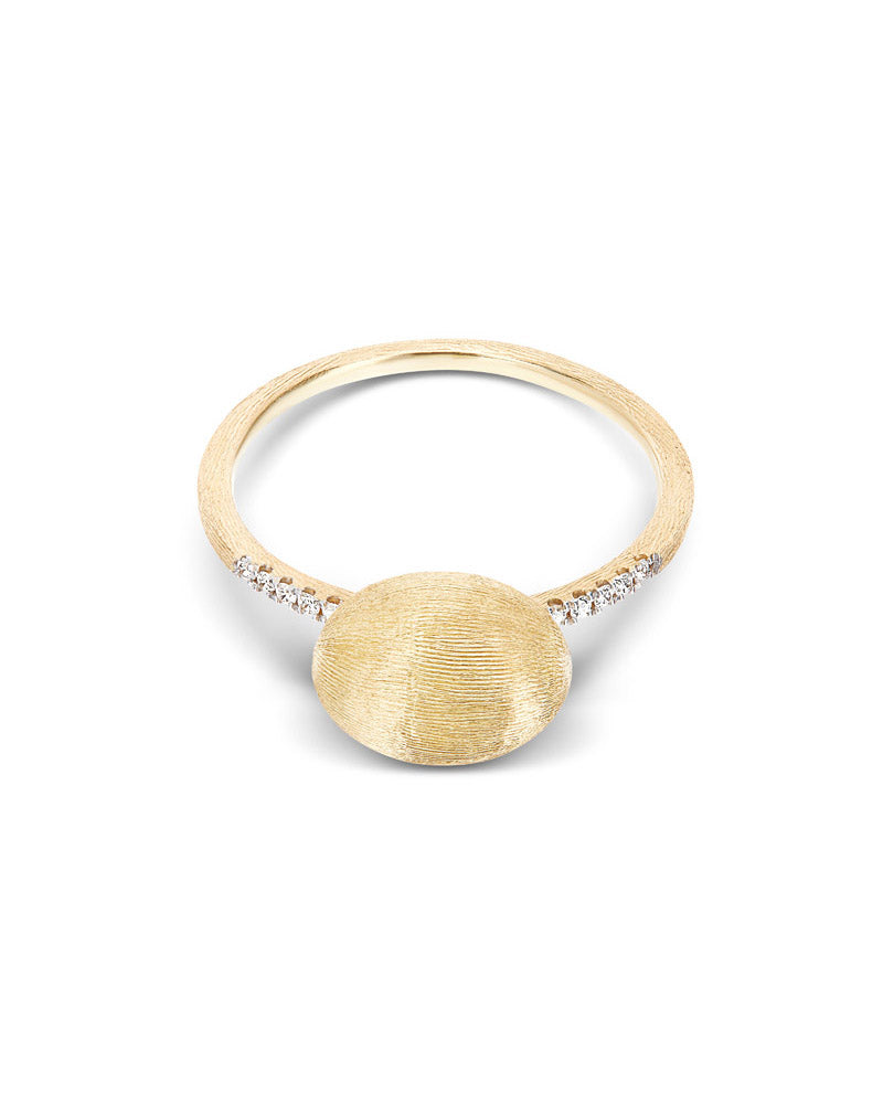 "Élite" Diamonds and Hand-Engraved Gold Boule ring (small)